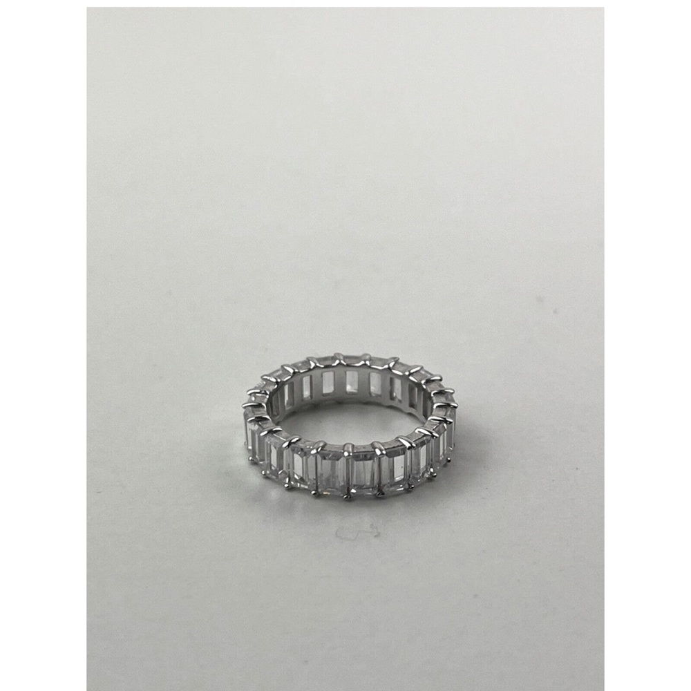 Sterling Silver CN GM Ring Glass Baguettes Size 8 - Picture 3 of 7
